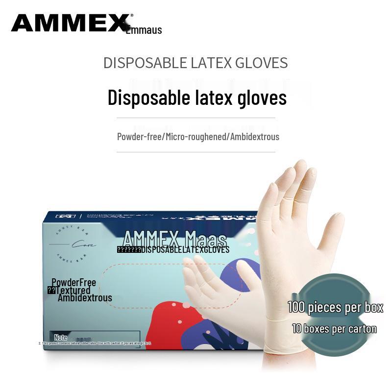 AMMEX Industrial Latex Powder-Free 9-Inch Anti-Slip Disposable Gloves, 100 Pcs Large L