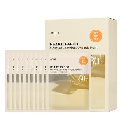 Anua Houttuynia Cordata 80 Moisture Soothing Ampoule Mask Pack 270ml, 10 Packs, 10 Pieces, Korea Best Mens Cosmetics