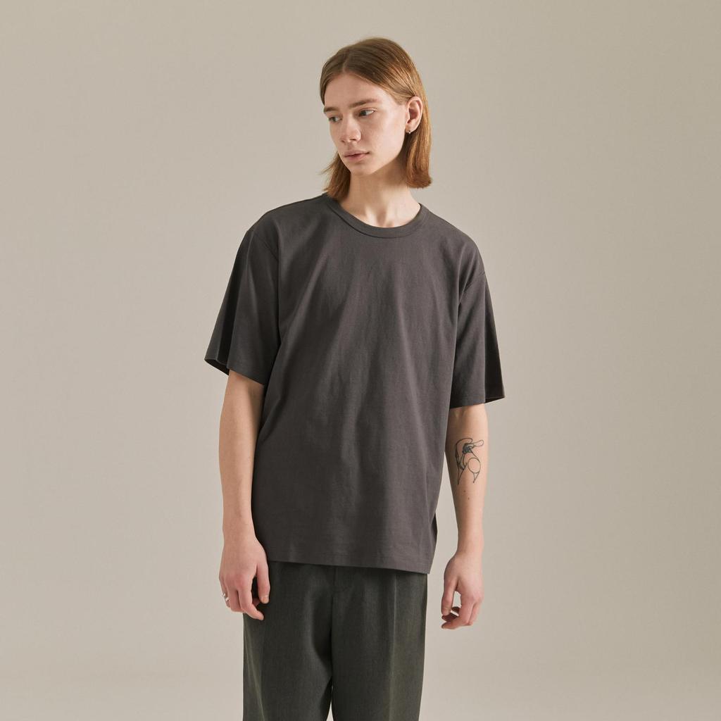 BASIC HOUSE [2Pack] Uni 16-Count Cotton Relaxed Fit Short Sleeve T-Shirt 2 Pack (14 Colors) Lats0109 (A Type)