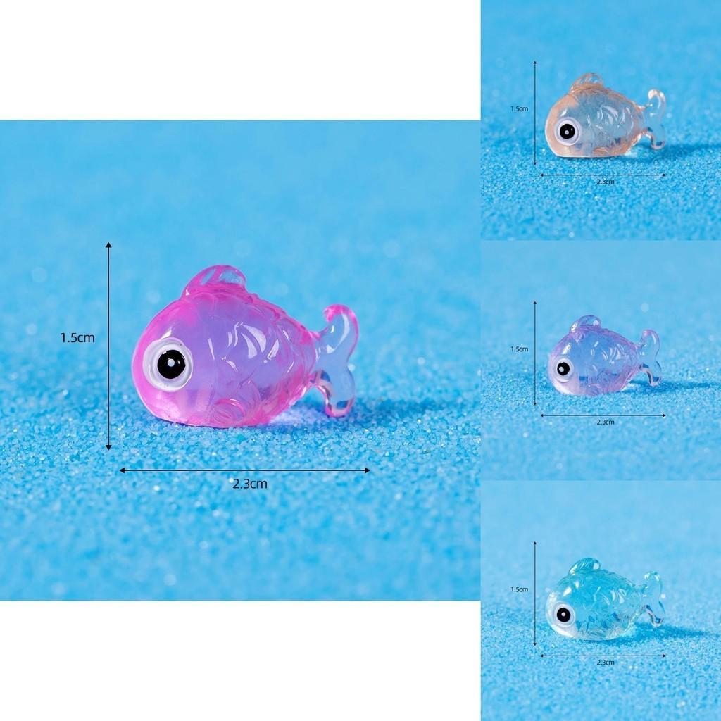 Vibrant Glowing Fish Resin Ornament Cartoon Style For Desktop And Terrarium Decor