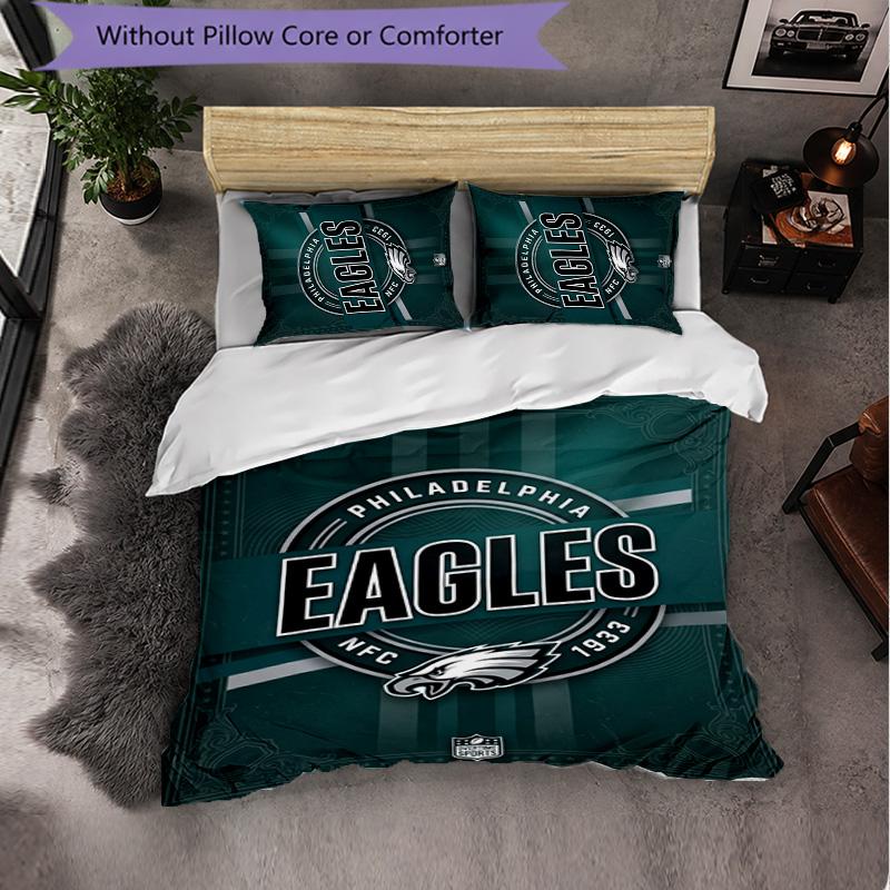 Set Biancheria da Letto in Microfibra con Fantasia Philadelphia Eagles 3 Pezzi Decorativo Copripiumino per Camera da Letto Uso Domestico