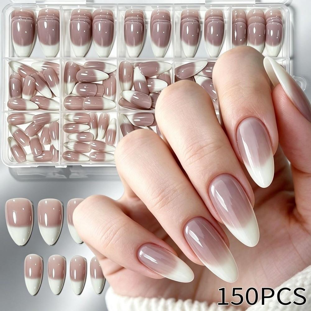 150Pcs/Box Glossy Finish Press On Nails Gradient Design Full Cover Nails False Nails For Women