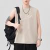 New 230g Heavy Pure Cotton Wash Vest Men's Print Solid Color Wide Shoulder Sleeveless Sports Shoulder