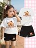 Cartoon Capybara Funny Print Boy Girls Short Sleeved T-Shirt Casual Shorts Children's Set Summer Casual Suit 2 Piece Tracksuits