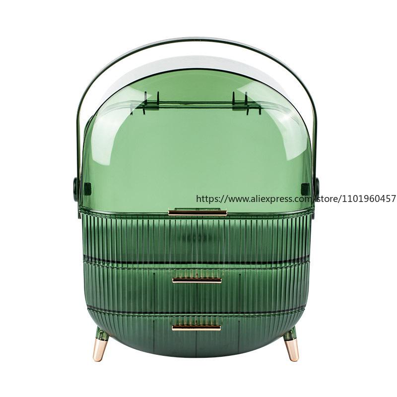 Luxury Style Clear Cosmetic Organizer Dustproof Portable Storage Rack for Lipstick Skincare Mask Home Vanity