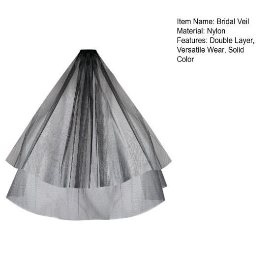 Bridal Veil Double Layer Solid Color Short Veil Party Outing Gathering Wedding Banquet Hair Accessory