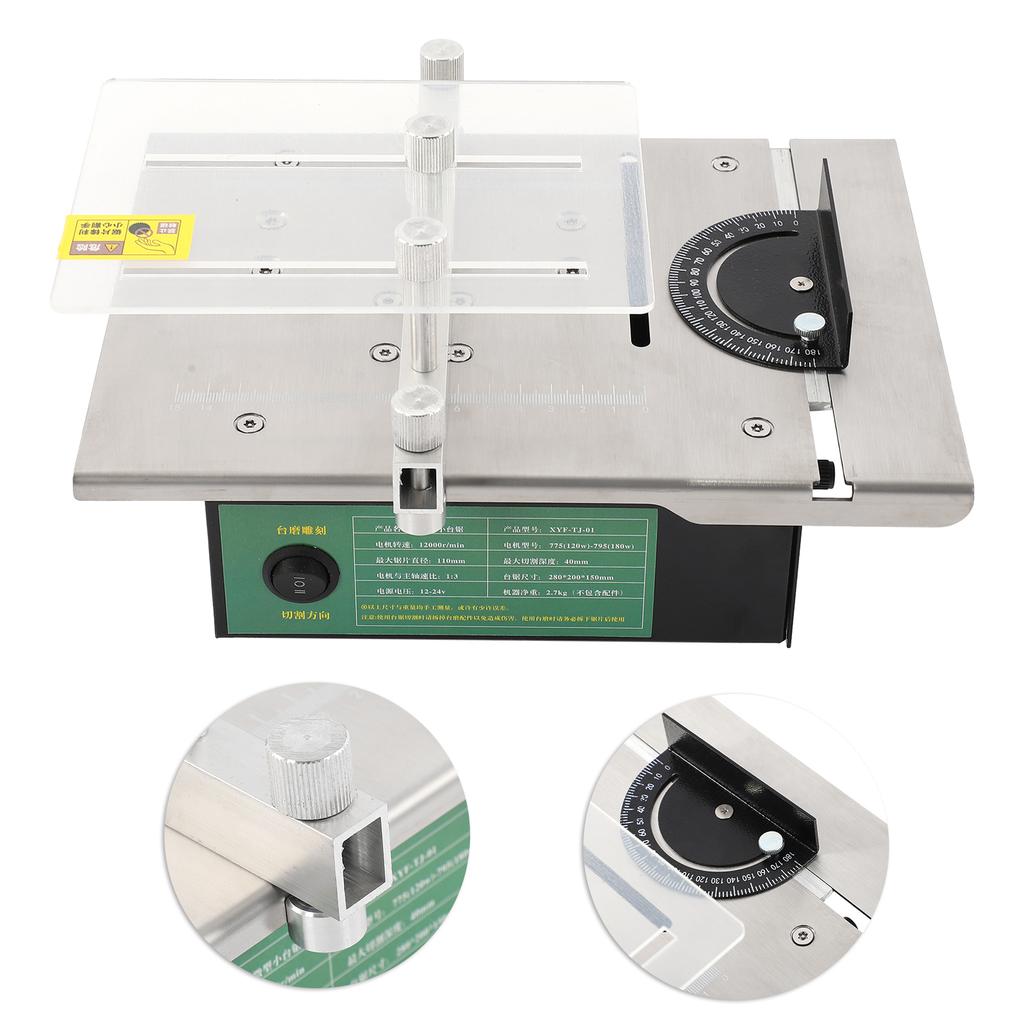 Mini Table Saw DIY Model Accuracy Electric Cutting Machine Adjustable Household Tool DC12-24V