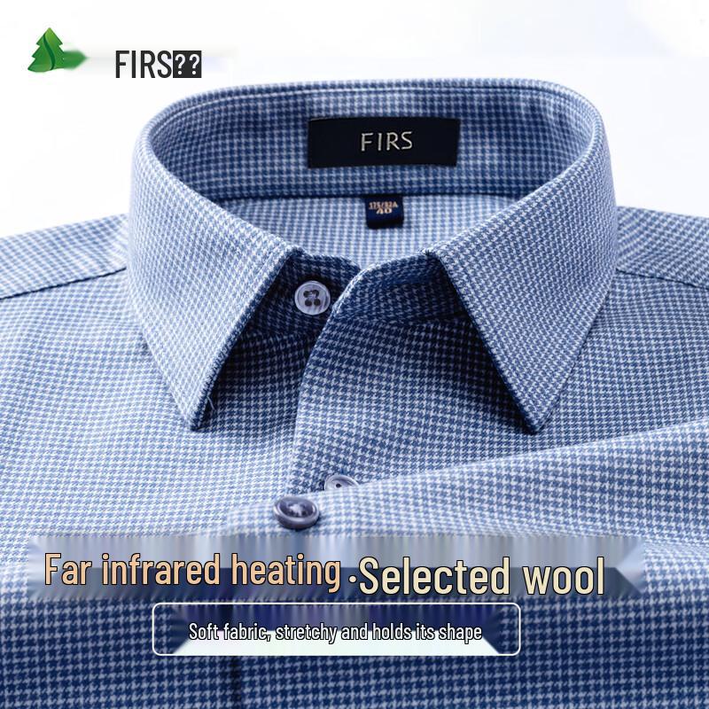FIRS Men's Wool Blend Brushed Thermal Long Sleeve Shirt