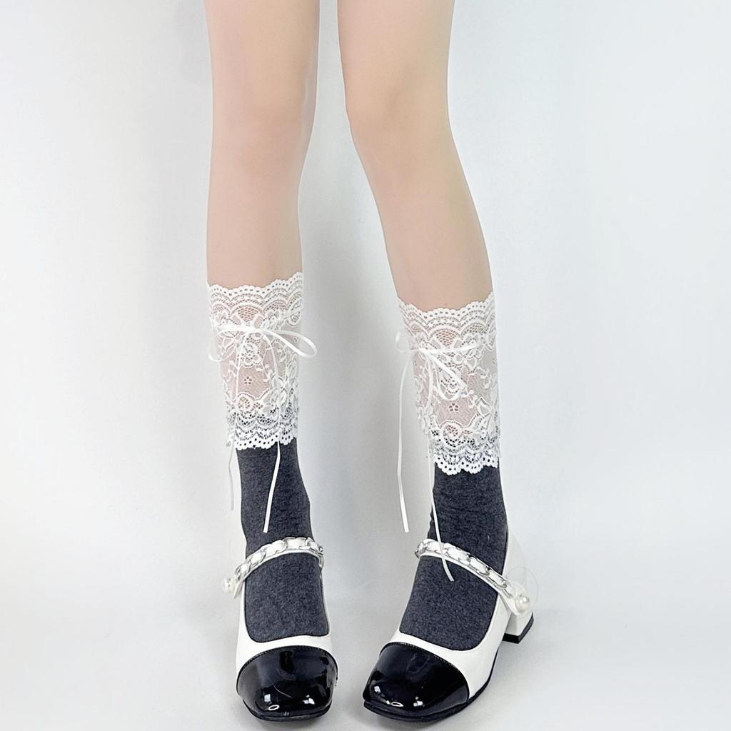 Spring and autumn long socks, over-the-knee socks, lace Lolita slouch socks jk Sock-tied calf boots with sock stitching lolita Socks