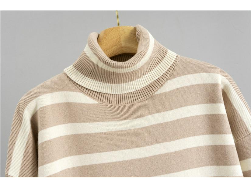 Women's Striped Knit Sweater & Wide-Leg Pants Casual Two-Piece Set for Autumn/Winter