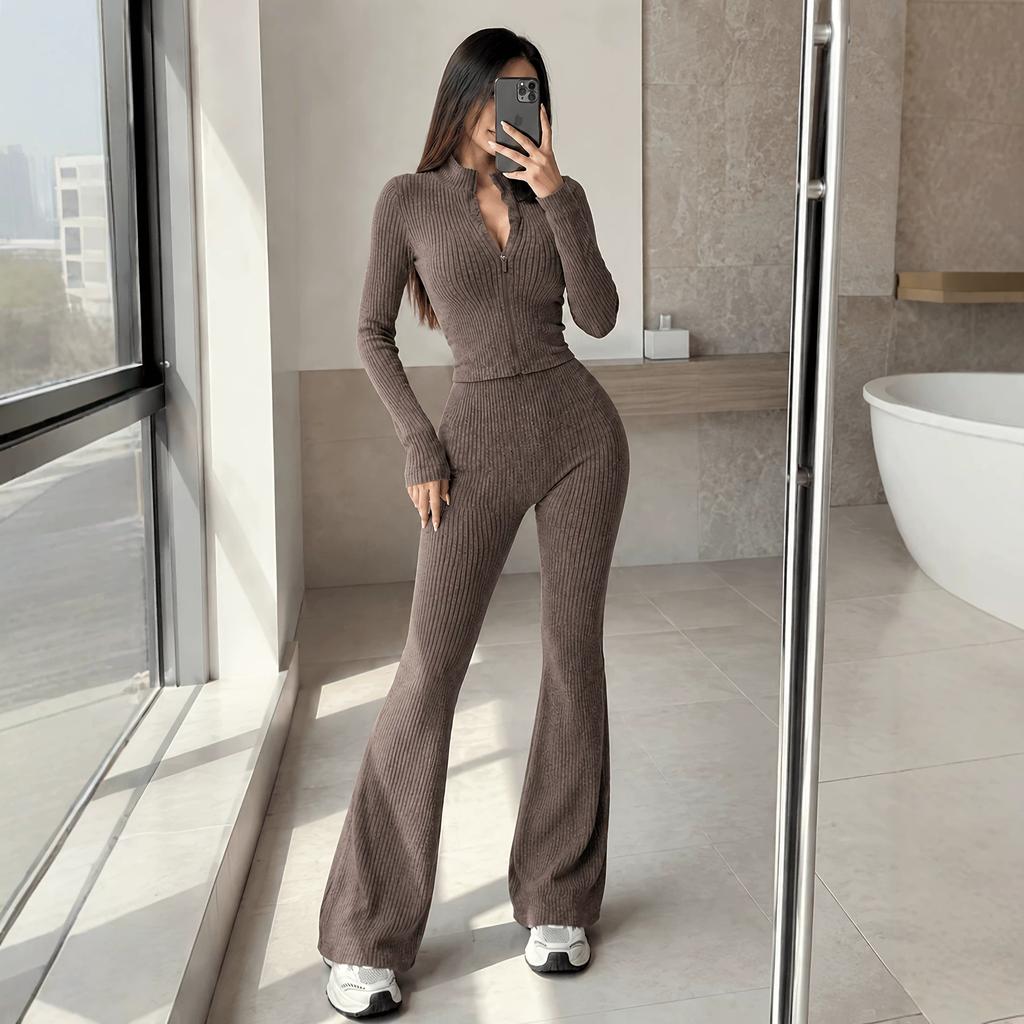 European And American Style Two-piece Textured Short Cardigan + High-waisted Slimming Trousers Commuting Suit