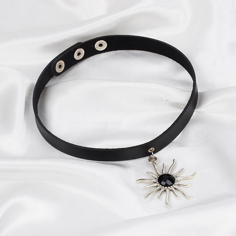 Punk Choker Collar Necklace Pu Leather Goth Rivets Choker Necklace Pendientes Party Club Sexy Gothic Femme Jewelry