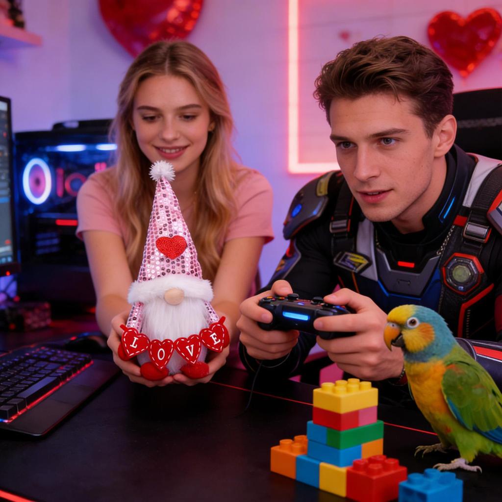 Valentines Day Gnome Decor Holiday Table Decor Romantic Dwarf Doll For Bedroom Living Room Study Bookshelf Mantel Display