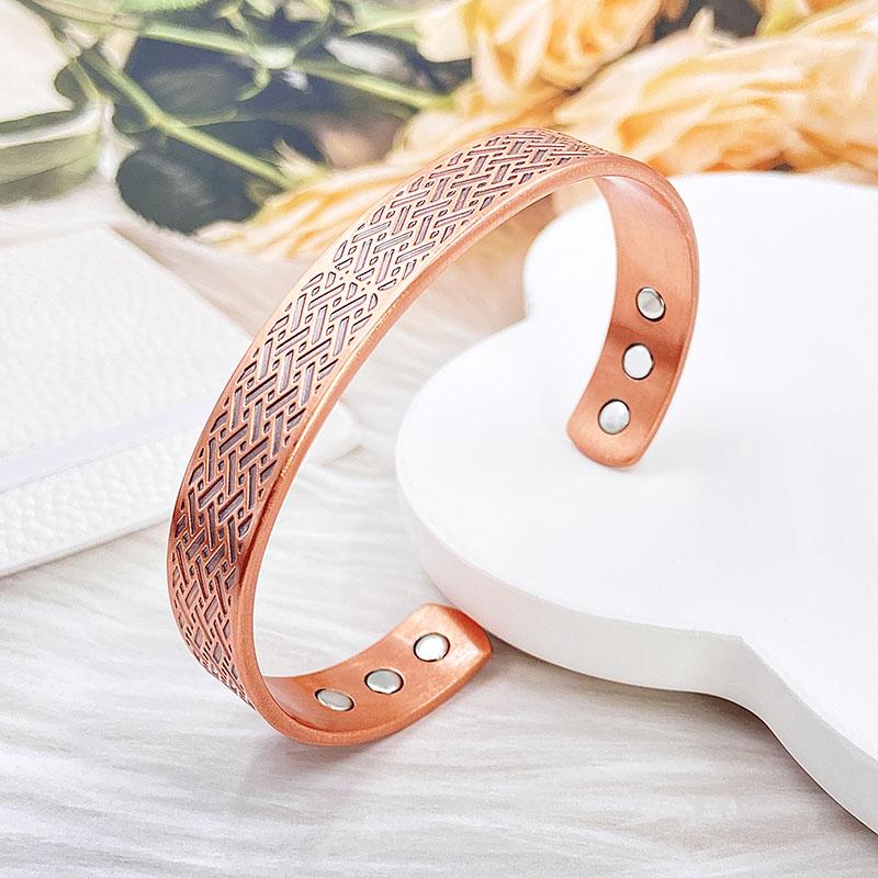 Vintage Pure Copper Magnetic Bracelet Unisex Adjustable Cuff Bangles Perfect for Everyday Wearwith Recommend Jewelry Gift