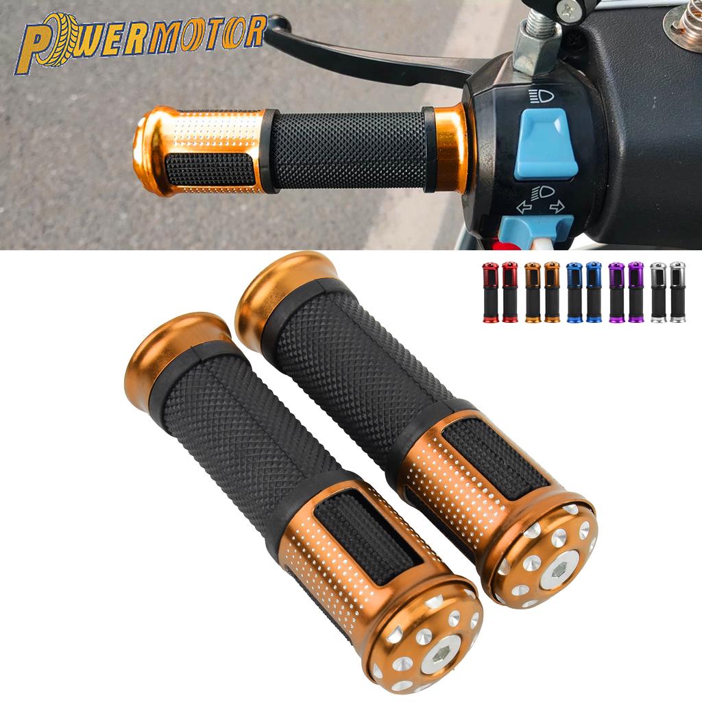 Universal Motorcycle 23mm 25mm Throttle Grip Aluminum Alloy Rubber Handle Grips Non-slip Handle Electric Scooters Moped Tuning