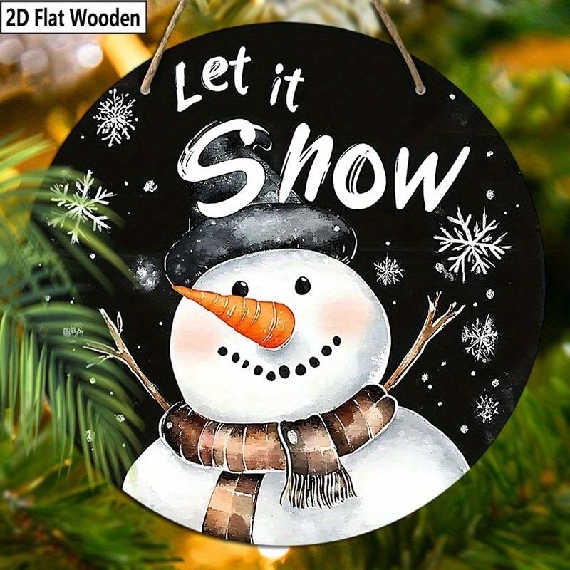 Christmas decoration sign,indoor hanging decorations,2D flat Wooden products with The pattern is a snowman ,Christmas gifts for friends and family
