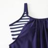 2 Pcs/Set Women Swimsuit Striped Vest with Chest Pads Elastic Waist Shorts Set Hot Spring Bathing Suit Quick-Drying Summer Beachwear