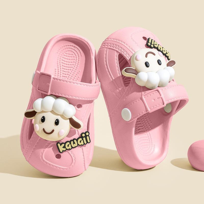 

Детская летняя сумка голова крутые тапочки толстая подошва нескользящие детские пляжные туфли милый мультяшный ягненок дырочные туфли на улицу 32-33 yards inner length about 19.5cm