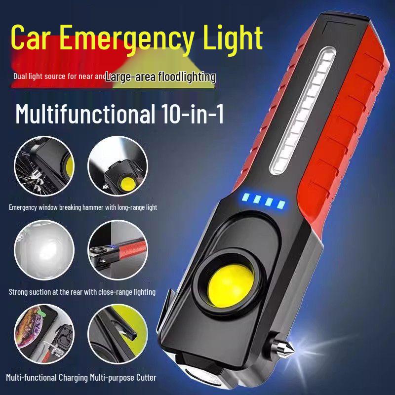 Multifunctional Car Hammer and Super Bright Flashlight for Emergency and Auto Maintenance