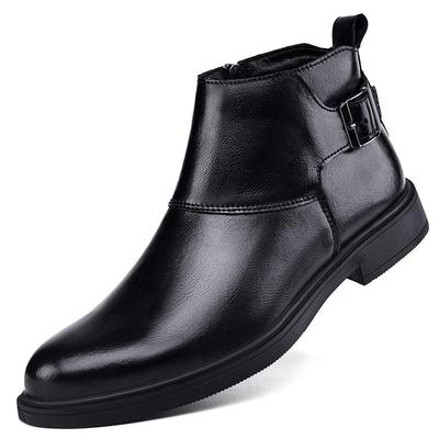 Botas masculinas de couro genuíno confortáveis e quentes no tornozelo botas de inverno botas de couro comercial