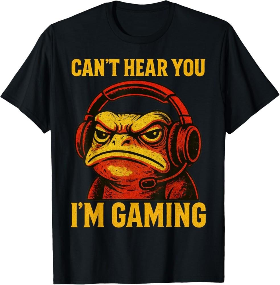 Funny Gamer Frog Men Women Boys Can t Hear You Video Gaming T-Shirt Unisex T-Shirt L