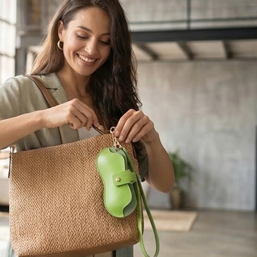 Hanging Neck PU Leather Glasses Bag Sunglasses Pouch Sunglasses Eyeglass Bag  Outdoor