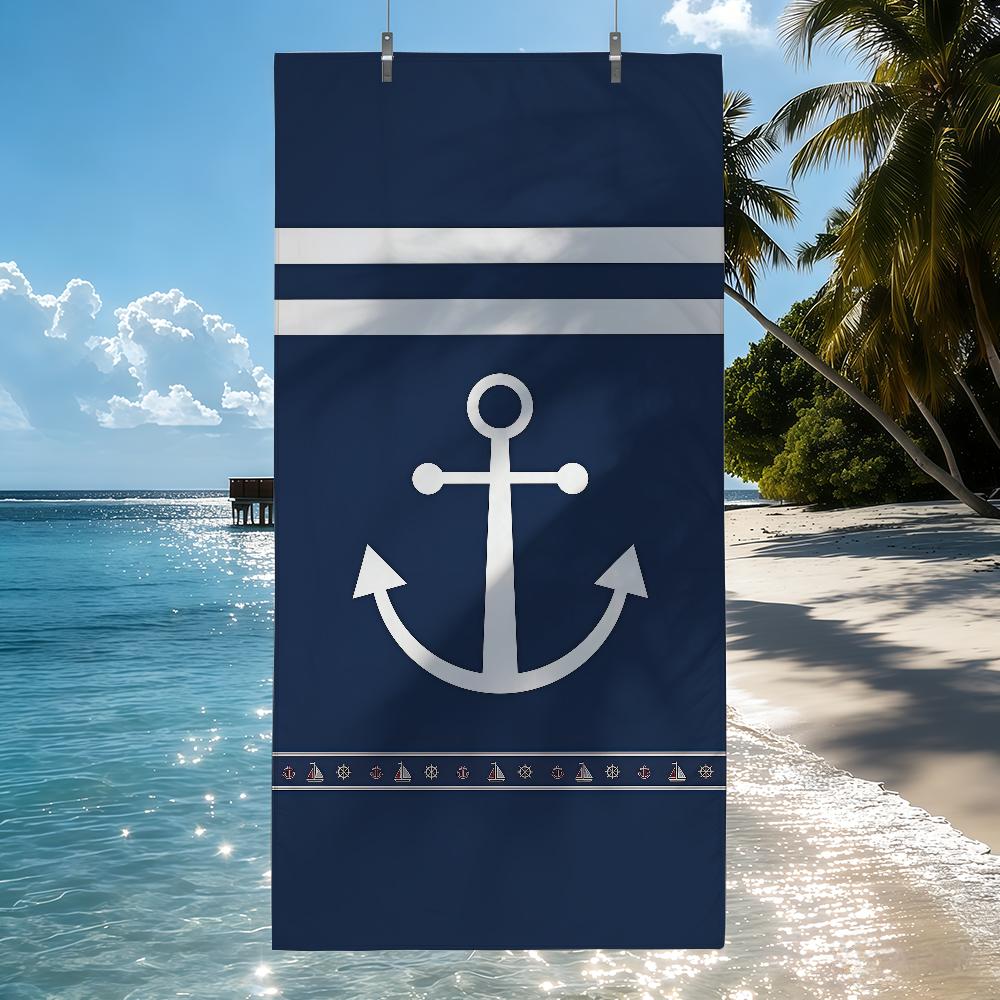 Navy Stripes Anchor Towel Quick Drying Beach Towels Are Suitable For Swimming Pools Camping Yoga And The Gym