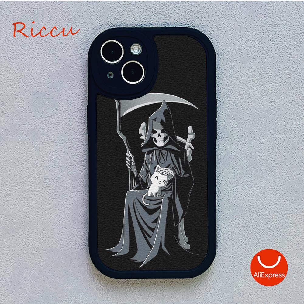 Grim Reaper Skull Skeleton Phone Case for Iphone 14 13 11 12 Pro MAX 13 12 MiNi 7 8 Plus 13 Pro XS XR Lambskin Protective Covers
