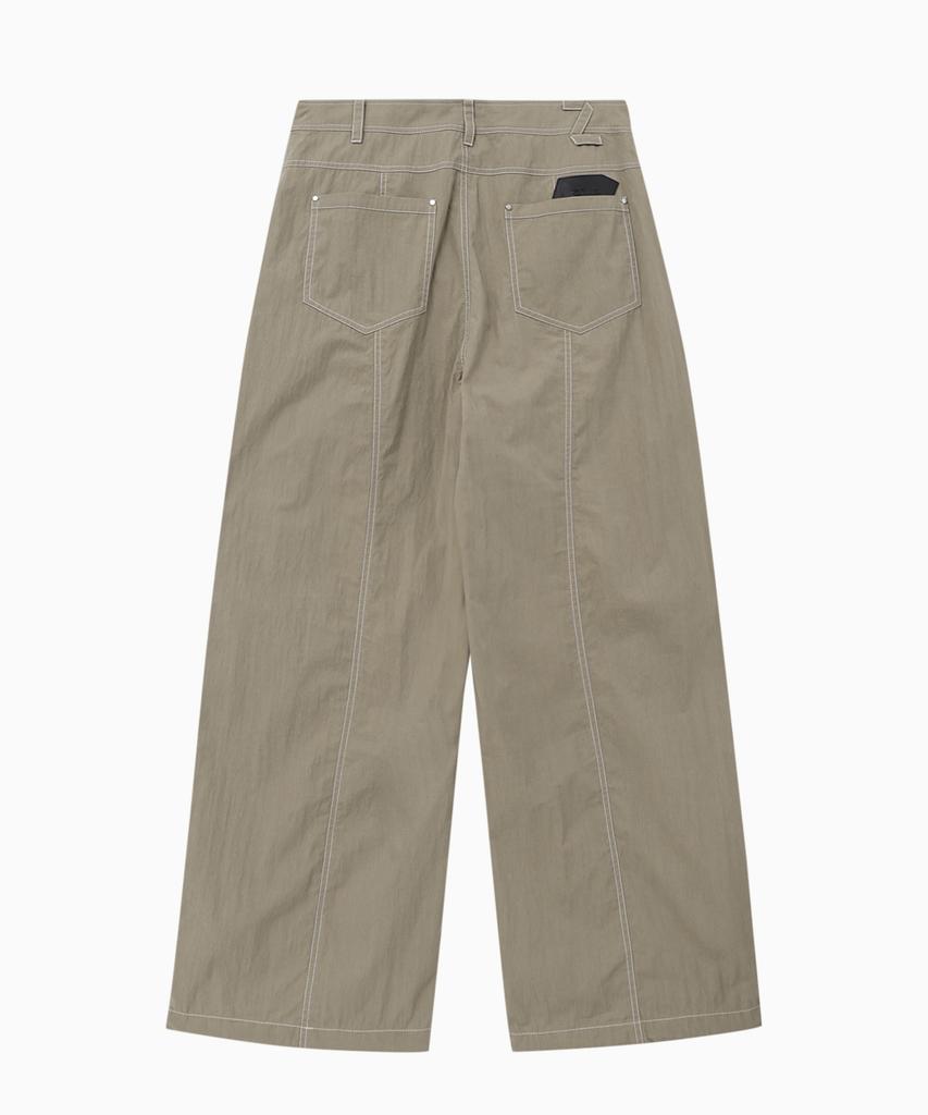 Jenyujeu Stitch Liner Parachute Pants - Khaki