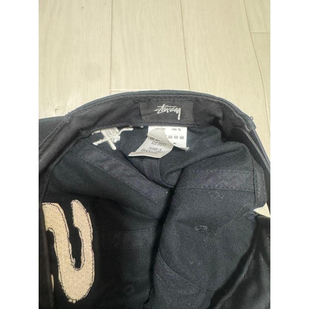 Used Stussy S logo baseball cap black