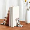 1 Pair Stainless Steel Bookend Stable Load-bearing Bookend for Bookshelves And Desks Creative Desktop Ornament Modern Office Decor