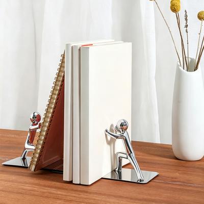 1 Pair Stainless Steel Bookend Stable Load-bearing Bookend for Bookshelves And Desks Creative Desktop Ornament Modern Office Decor