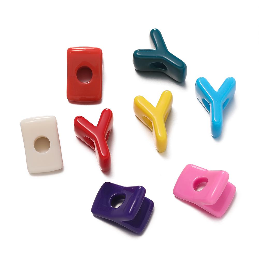 5Pcs A-Z Acrylic Big Hole Letter Beads Mix Colour Loose Spacer Beads for Making Key Chain Bracelet DIY Craft Jewelry Accessories