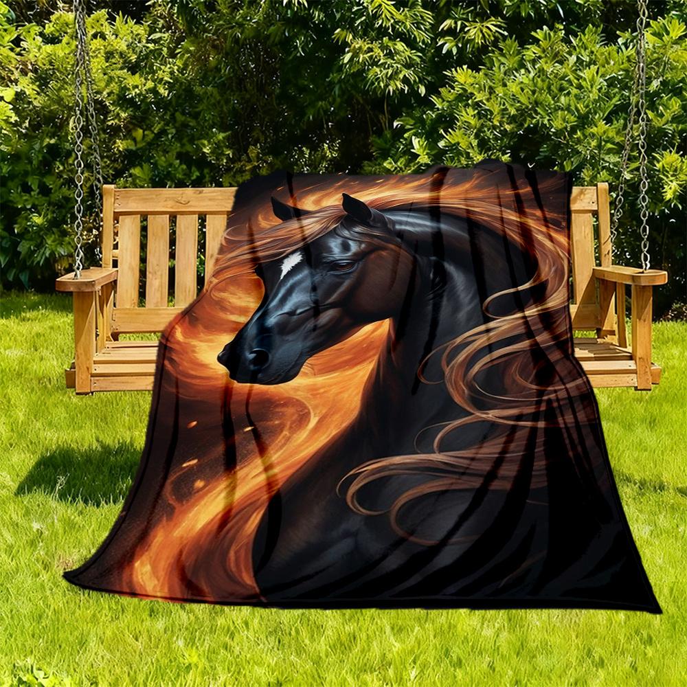 

1 шт. Фланелевое одеяло Firehorse Flamepony, Уютное и теплое одеяло, для кемпинга, дивана-кровати, дивана, офиса020 130x150cm