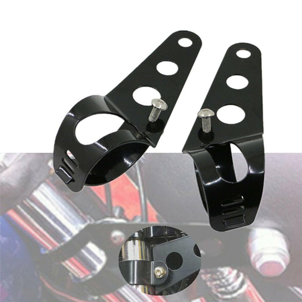 2 Pcs Motorcycle Headlight Bases Black Front Light Mounting Adjustable Bracket Clamp for 35?43mm