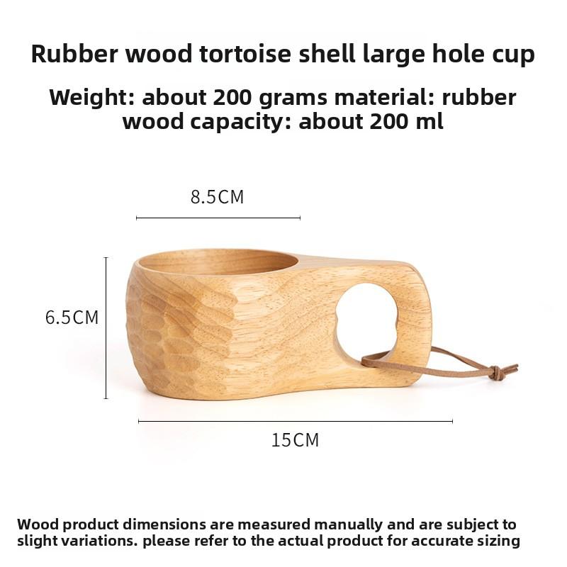 DIY Walnut Wooden Milk Cup Acacia Wood Salad Cup Solid Wood, Creative Mug with Handle Coffee Mug