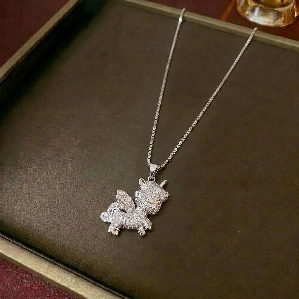 Women's Luxury Bear Pendant Necklace - Japanese Korean Diamond Style, Versatile Fashion Gift