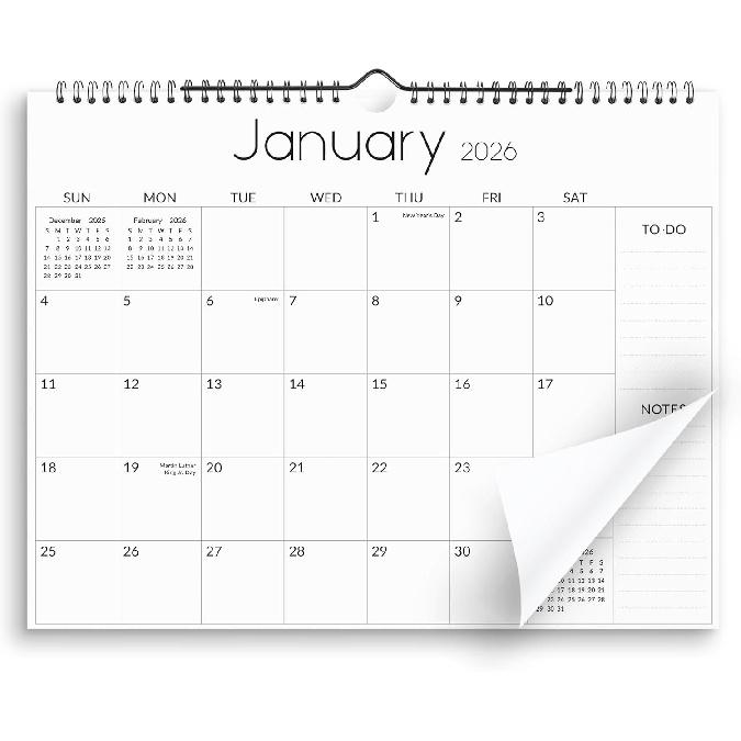 SKYDUE Wall Calendar 2026-2027, 18 Months Calendar from Jan. 2026 To Jun. 2027, 8.5 X 11 Simple Small Calendar Planner with 280 Stickers