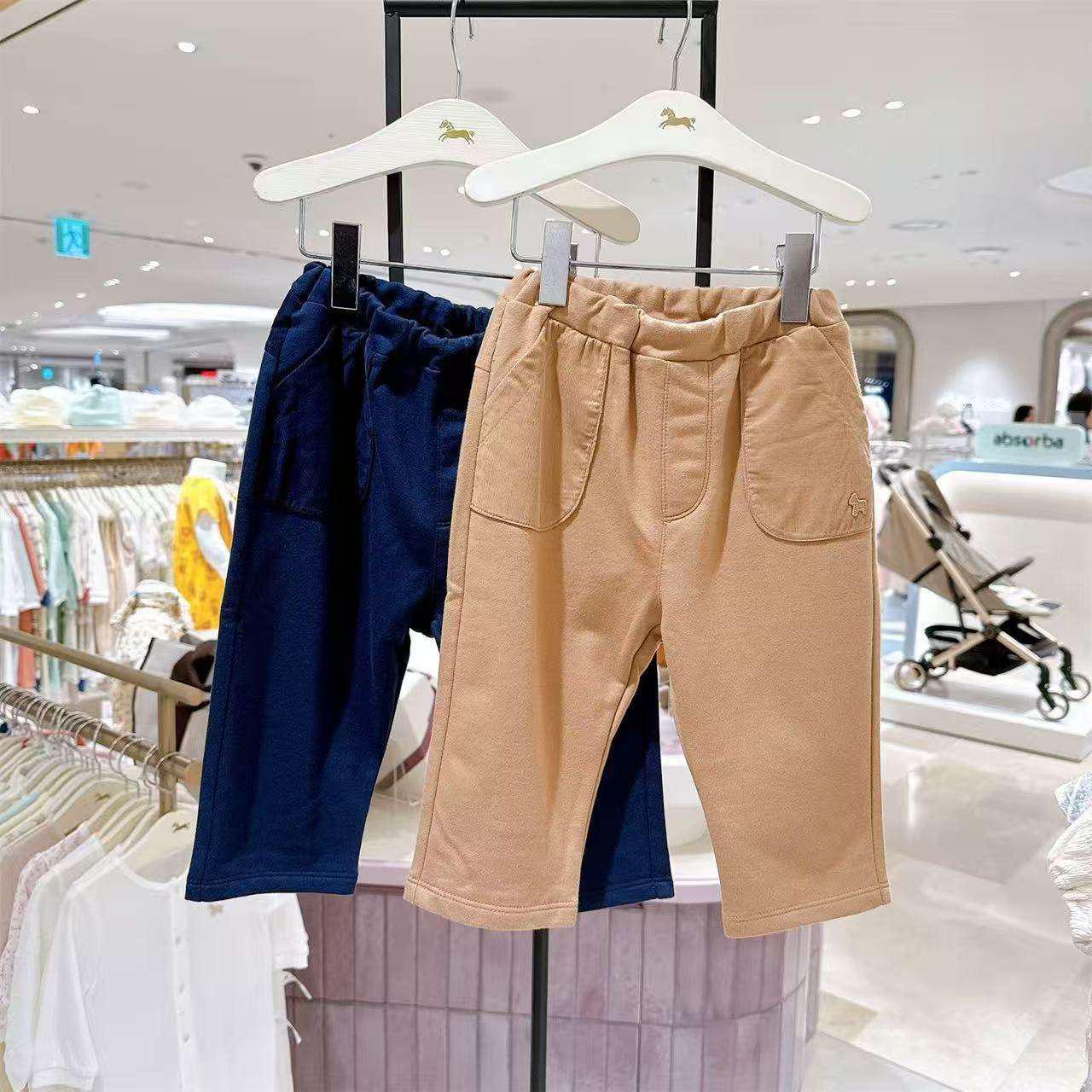 

Autumn Casual Solid Color Loose Pants for Baby Boys and Girls 90 cm синій
