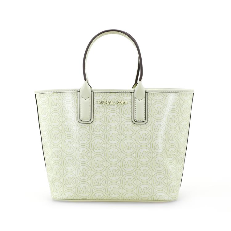 Michael Kors Jodie Classic Vintage Monogram Print Faux Leather Tote Bag Women Tote Mint-Green 35H1T2JT1C-ATOM