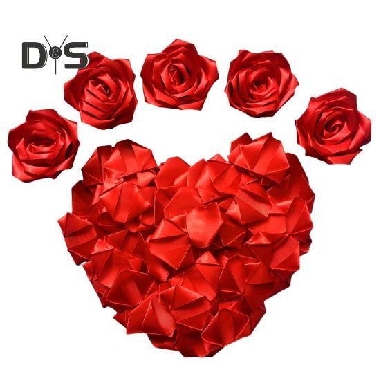 

273 шт. готовых лепестков роз из атласной ленты, сделанных вручную, наполовину готовых вечных лепестков роз, самодельных вечных цветочных букетов на годовщину свадьбы, день рождения A