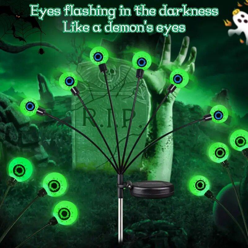6-Head Solar Halloween Purple Eyeball Lights,Outdoor Firefly Lights,Plug-in Stake Lights For Garden,Lawn,Yard,Grave Horror Decor