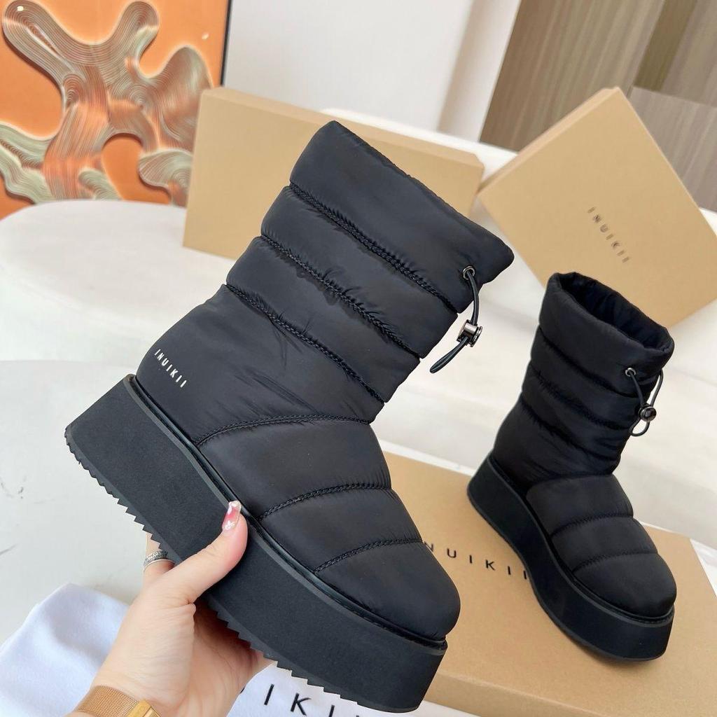 Inuikii Women's Waterproof Down Snow Boots: Warm, Height-Enhancing Mid-Calf Boots with Thick Sole for Autumn/Winter