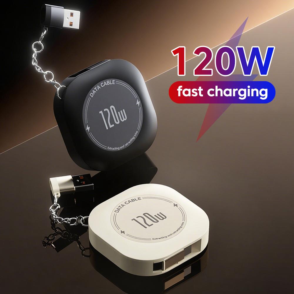 120W Retractable Type c to ios Cable USB C to type CPD Fast Charging Data cable for iPhone 15 16 Huawei USB A to Type C cabo