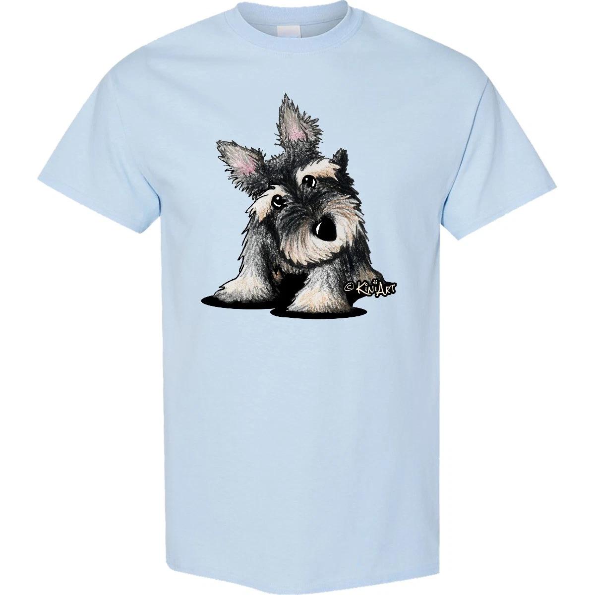 Inktastic Curious Schnauzer T-Shirt - KiniArt Schnauzers Dog Dogs Kim Niles Mini 130