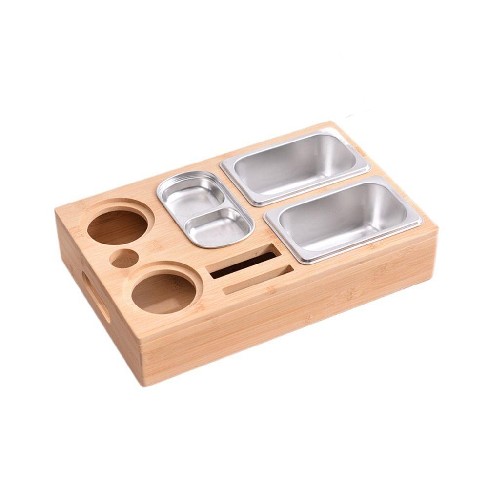 

Creative Rustic Holder Box Bamboo Snack Organizer Tray Multipurpose Couch Snack Rack Car 3 discs