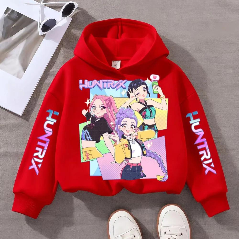 KPop Devil Hunter Cute Printed Boys and Girls Autumn/Winter Casual Fashion Children's Warm Hooded Sweatshirt