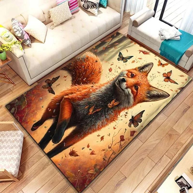 Wildfuchs Muster Druck Große Teppiche Teppich für Zuhause Wohnzimmer Schlafzimmer Sofa Fußmatte Dekoration Rutschfester Boden Pay Mat