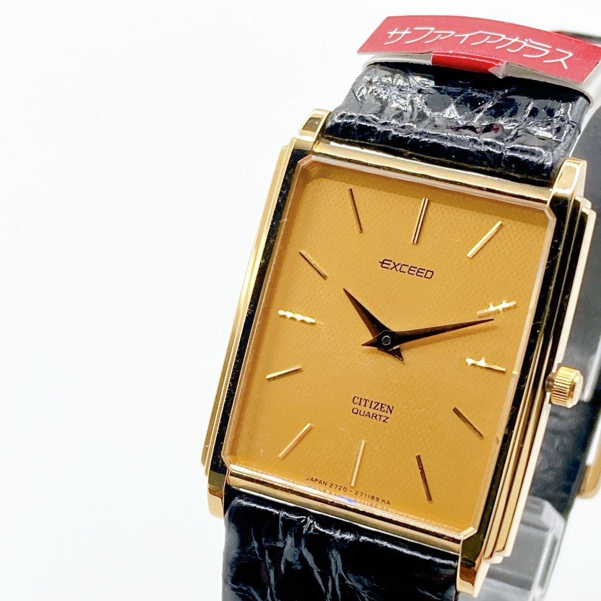 Used 361 CITIZEN EXCEED Citizen Exceed Men s Watch Quartz Sapphire Glass Tank Square Good Condition