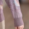 Women's Autumn Knitted Printed Lapel T-Shirt - Long-Sleeved, Loose, Fashionable, Versatile for Middle-Aged and Elderly